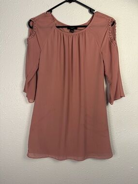 Girls' Cold-Shoulder Chiffon Dress in Dusty Rose